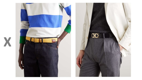 Avoid belts in contrast colours or big buckles - style advice for big stomach