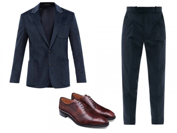 Paul Smith navy corduroy suit with Cheaney shoes