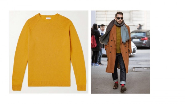 Sunspel mustard sweater - personal styling and shopping for men